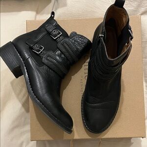Gentle Souls Barberton Black Leather Ankle Booties
